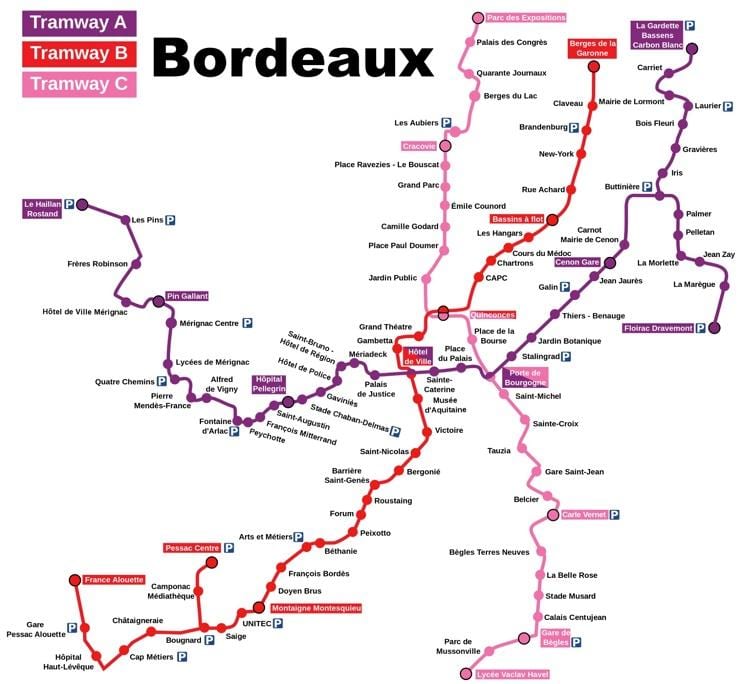 kaart van Bordeaux stasie